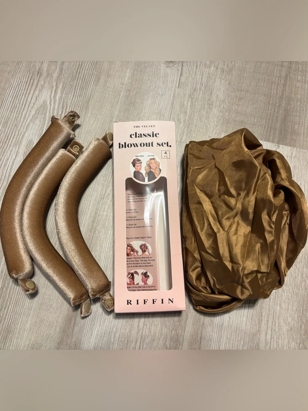 NWOT Heatless Curlers and Satin Bonnet Set in Bronze